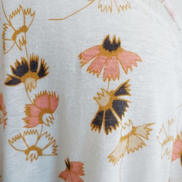 Free People White Floral Crop Racerback Tank Size 6 - Picture 7 of 13